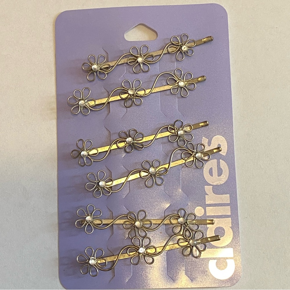 Vintage Claire’s silver floral hair pins